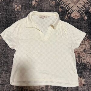 Checkered Collared Cropped Shirt